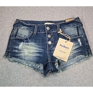 RANBEERI Jean Shorts Womens Size 5 Junior Denim Cut Off Distressed Mid Rise NWT